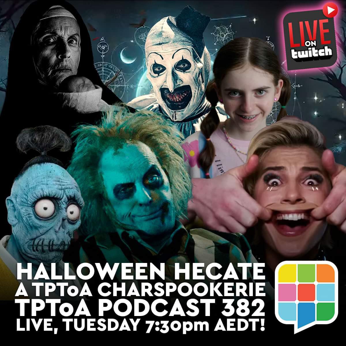 It’s the spooky season, so it’s time to get creepy with your favourite podcast guys and ghouls! We’re scouring the darkest corners for all the best creeptastic content to be served up on our charspookerie board! See you 7:30pm AEDT Tuesday on bit.ly/TPTOATwitch!