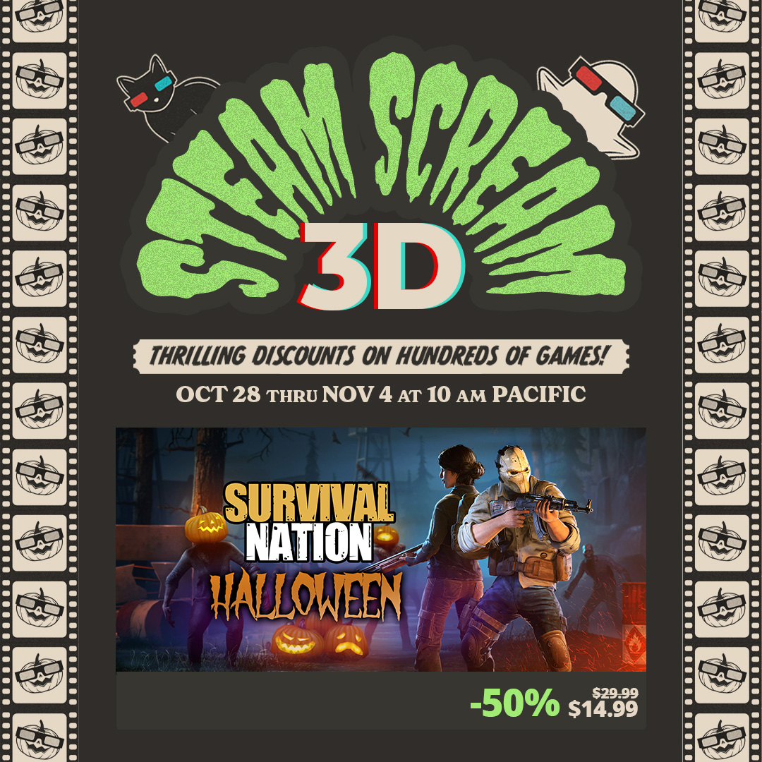 🎃 Survival Nation is 50% off during the #SteamScreamFest! 🎃
🍁Also you can get Survival Nation 50% off on Meta Store during the Fall Sale!🍁

Grab our open-world survival RPG for half price and join the ongoing Halloween event🦇

➡️wenklystudio.com/survivalnation…