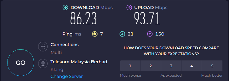 Sam_YWJ's tweet photo. paying 500mbps every month just to get 86mbps everyday well done @unifi Time to change ISP :') https://t.co/8O31Oemz6K