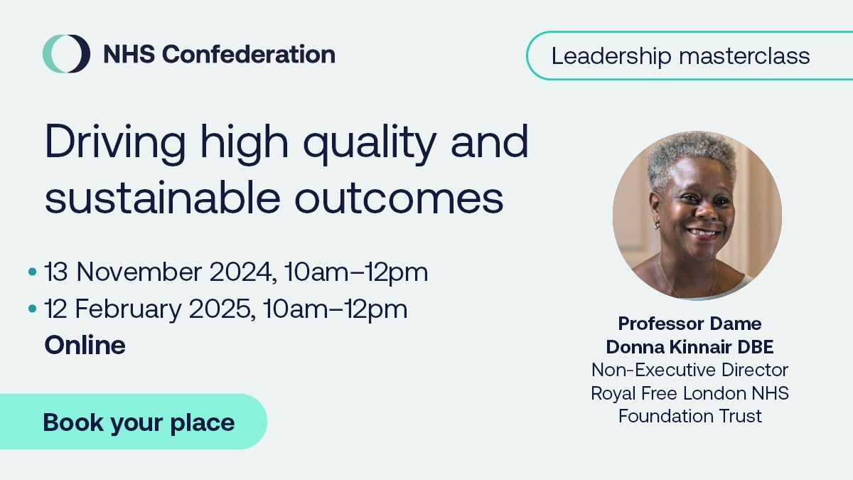 ⭐ Join a virtual leadership masterclass with Professor Dame Donna Kinnair DBE on 13 November and 12 February!

You'll be able to develop your inclusive leadership skills in a safe space and gain insights from Donna's extensive experience 👇

bit.ly/4dWxHeJ