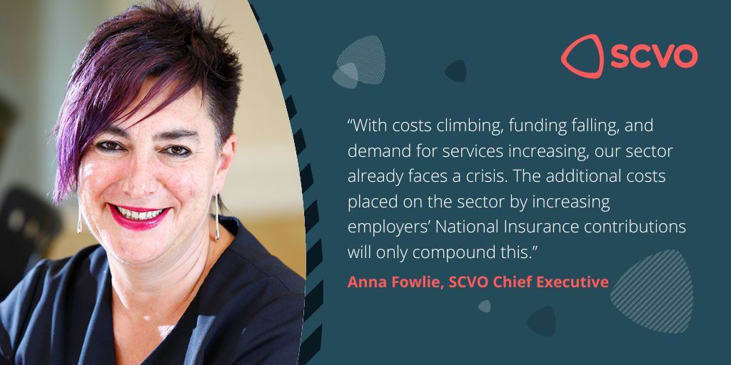 scvotweet's tweet photo. Following reports of the UK Gov's #Budget24 plans for increases to employer National Insurance contributions, SCVO wrote a joint letter with @NCVO @NICVA & @WCVAcymru to @RachelReevesMP about the potential impact this could have on the voluntary sector ⬇️
https://t.co/I1gWfjcQ6K https://t.co/w2CpL7hPHD