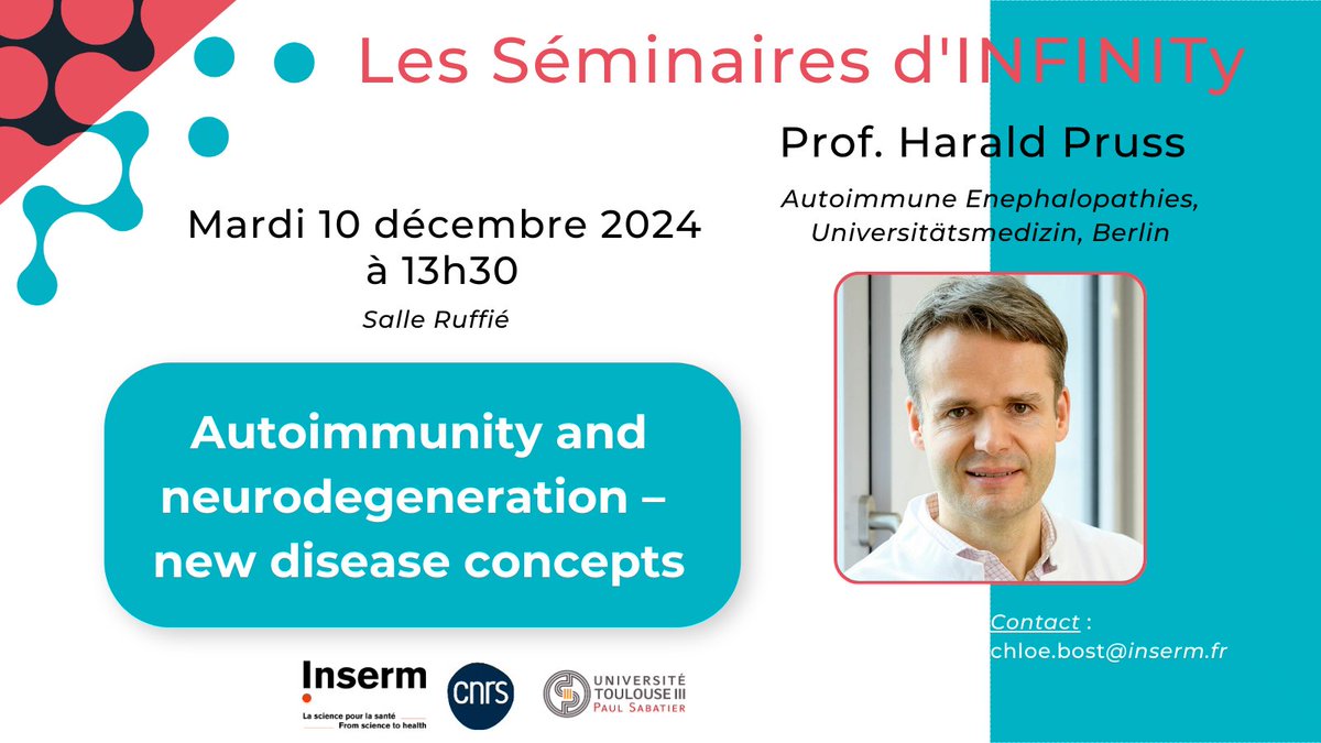 Infinity Toulouse (@infinitytls) on Twitter photo L'Institut INFINITy a le plaisir d'accueillir 👉Harald Pruss le mardi 10 décembre à 13h30. Retrouvez toutes les informations utiles sur l'affiche jointe. Entrée libre. Espérant vous voir nombreux !🙂 L'Institut INFINITy a le plaisir d'accueillir 👉Harald Pruss le mardi 10 décembre à 13h30. Retrouvez toutes les informations utiles sur l'affiche jointe. Entrée libre. Espérant vous voir nombreux !🙂