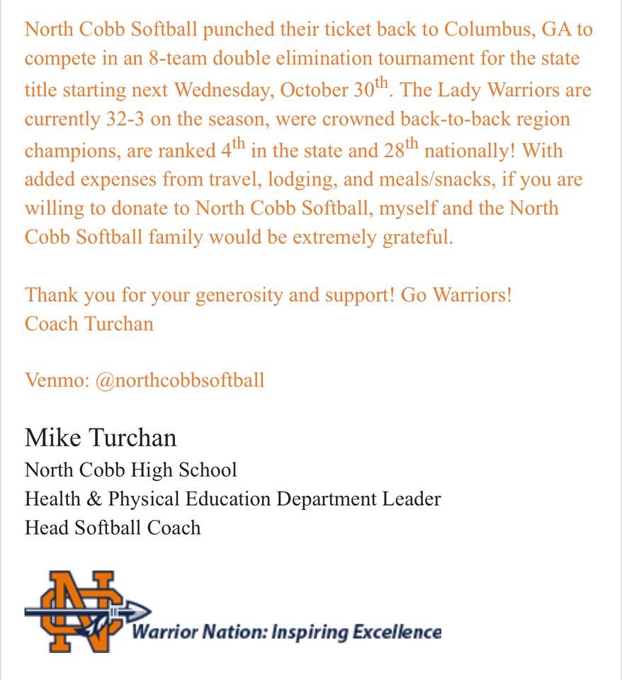 Kate Self 2025 (@kate_self2025) on Twitter photo Headed to Columbus! Lets carry the momentum from super regional 🧹 to the Elite 8! Brackets and game times below, come support the Lady Warriors!🧡<a href="/TheCoachesBoxGA/">Coaches Box Georgia</a> <a href="/CoachMorrisR/">EC Bullets Morris</a> <a href="/GCSU_Softball/">GCSU_Softball</a> <a href="/CSUCougarsSB/">Columbus State Softball</a> <a href="/YHC_Softball/">YHC Softball</a> <a href="/SoftballDown/">Down South Softball</a> @VStateSoftball <a href="/ccgaathletics/">Coastal Georgia Athletics</a> <a href="/nchswarriors/">North Cobb Athletics</a> Headed to Columbus! Lets carry the momentum from super regional 🧹 to the Elite 8! Brackets and game times below, come support the Lady Warriors!🧡<a href="/TheCoachesBoxGA/">Coaches Box Georgia</a> <a href="/CoachMorrisR/">EC Bullets Morris</a> <a href="/GCSU_Softball/">GCSU_Softball</a> <a href="/CSUCougarsSB/">Columbus State Softball</a> <a href="/YHC_Softball/">YHC Softball</a> <a href="/SoftballDown/">Down South Softball</a> @VStateSoftball <a href="/ccgaathletics/">Coastal Georgia Athletics</a> <a href="/nchswarriors/">North Cobb Athletics</a>