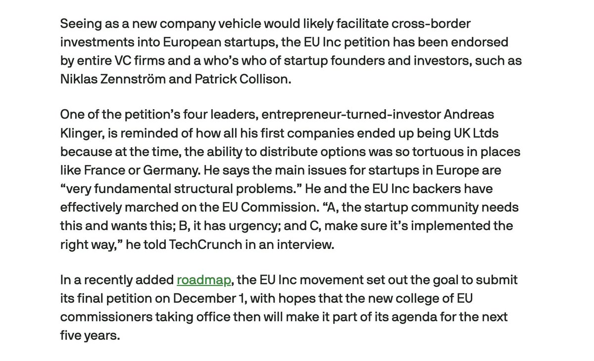 EU-Inc got featured in <a href="/TechCrunch/">TechCrunch</a>  🔥

Link in reply