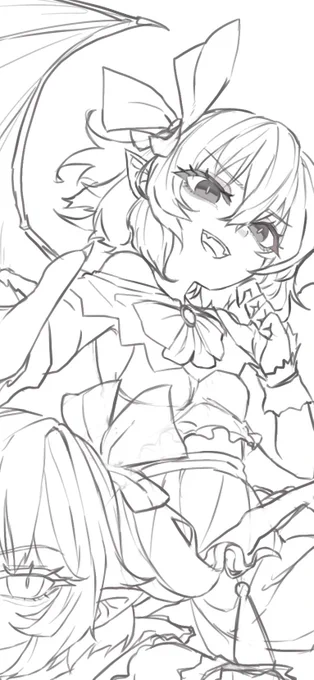 ハロウィン終わるまでに出したい絵のラフ
最近こんな感じでラフにそのまま色置き始める手抜き…厚塗りがブーム 