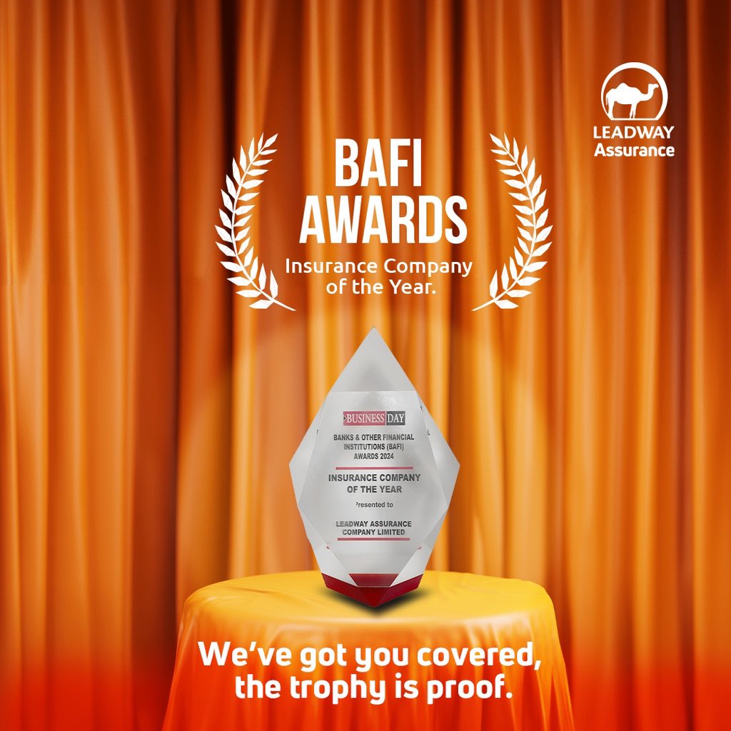 The verdict is in! 
Leadway Assurance: BAFI Insurance Company of the Year 2024. Your trust made this possible. We will keep delivering excellence, because that is what you deserve.

 #BAFIAwards #LeadwayAssurance