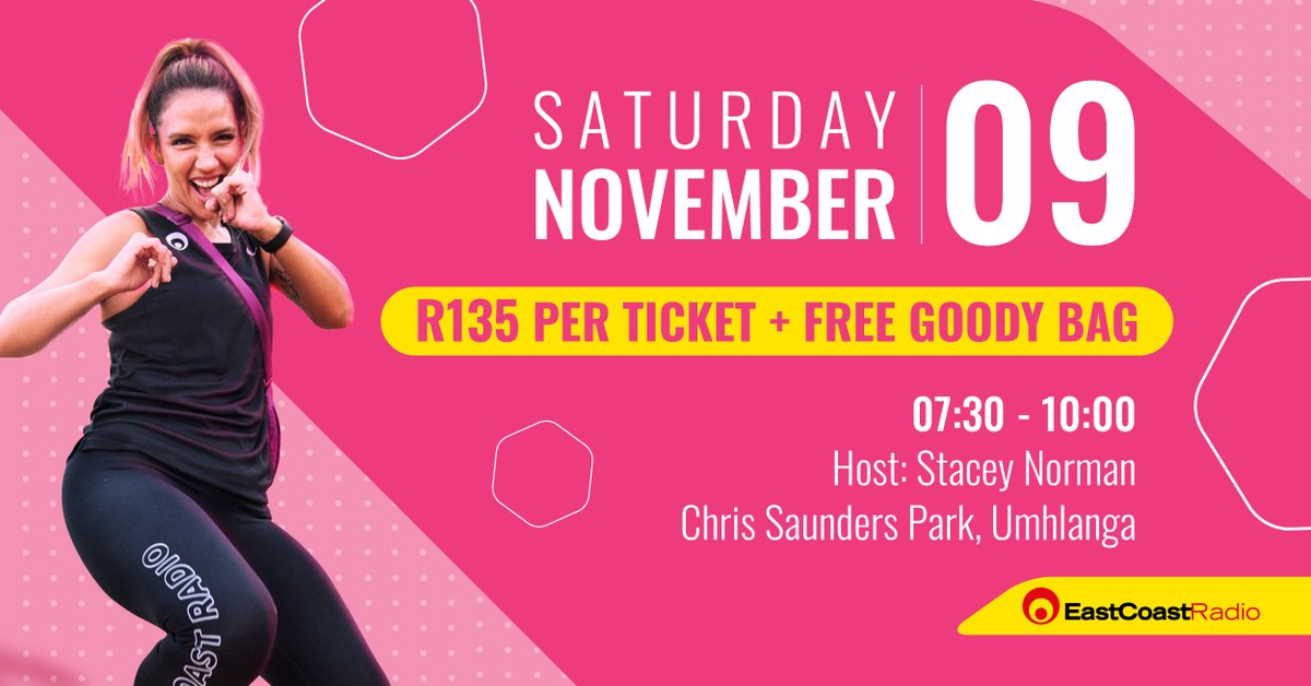 ecr9495's tweet photo. Join the East Coast Radio Summer Body Bootcamp in partnership with Flora, hosted by Stacey Norman. 
Save the date for 9 November.  Tickets are R135, and there are only 400 spots! 🎟️Visit https://t.co/cx073WK9Rt and for tickets visit https://t.co/wLM8ZTPDHm

#ECRSummerBodyBootcamp https://t.co/9WnWlvm6Ji