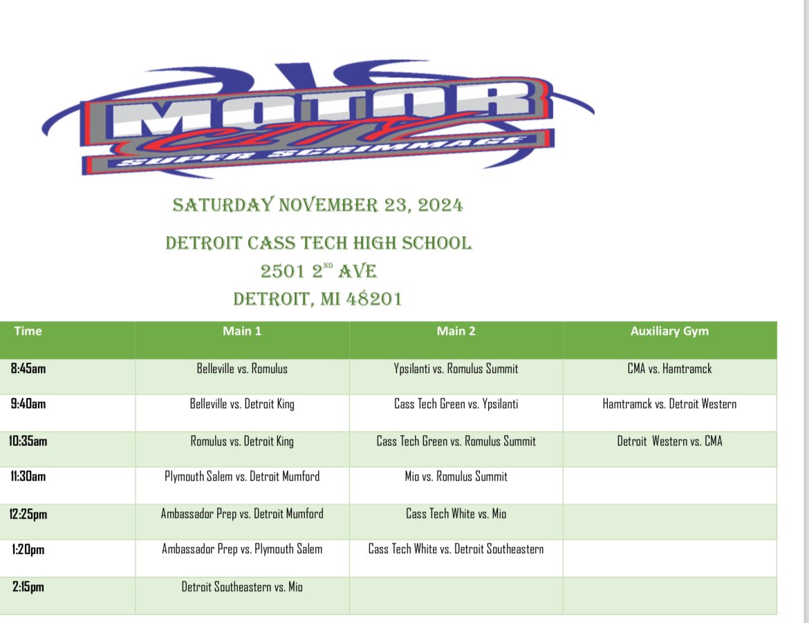 Updated schedule!
