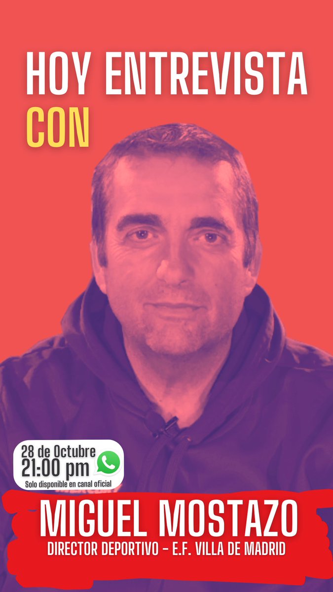 Tercera entrega de "Hoy entrevista CON" protagonizado por Miguel Mostazo, Director Deportivo del Villa...solo en nuestro Canal Oficial de Whatsapp, no os lo perdáis 🔥
(Link del canal en la Bio)
#muchovilla