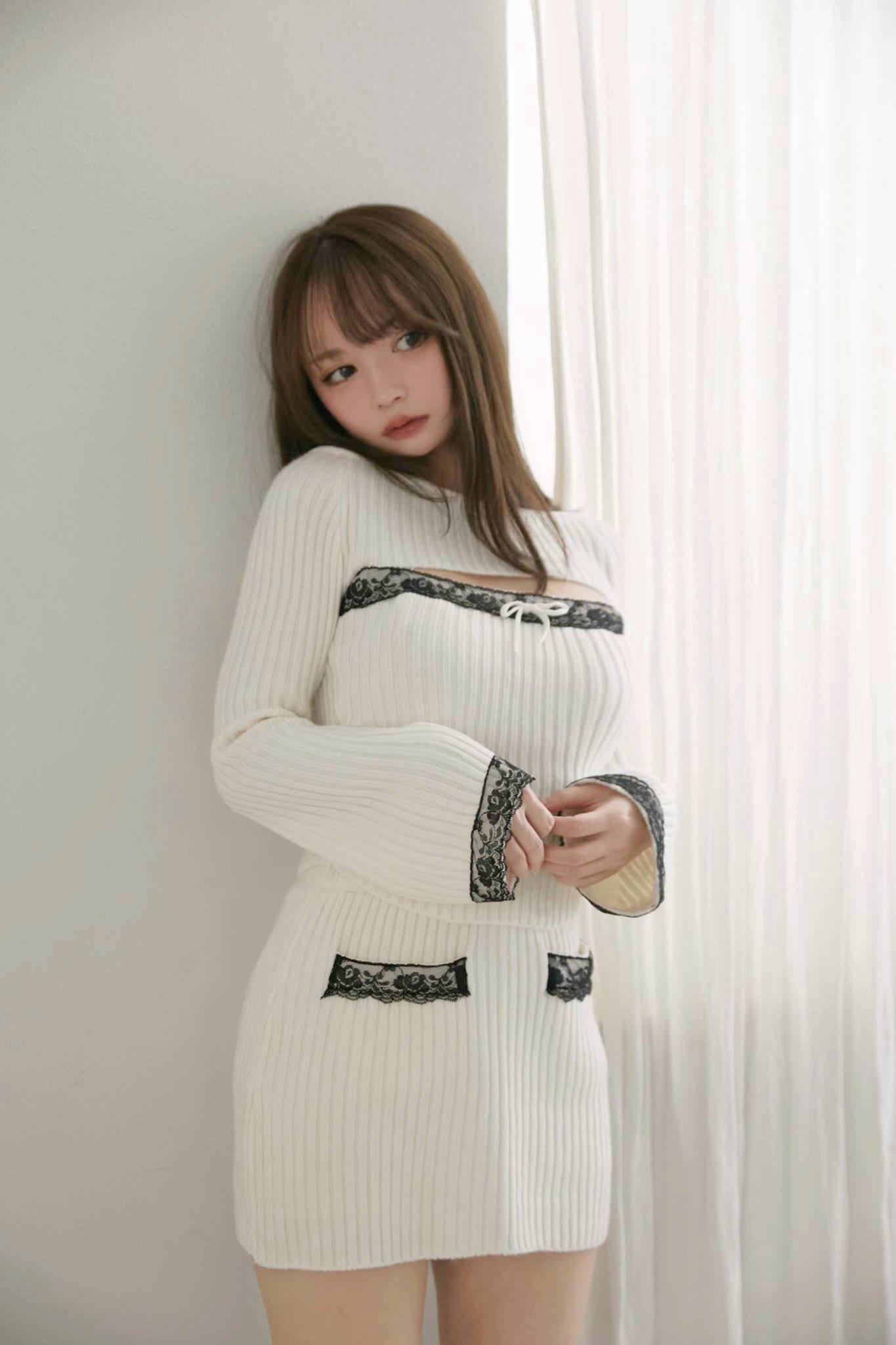 andmary Effie slit dress Ivory