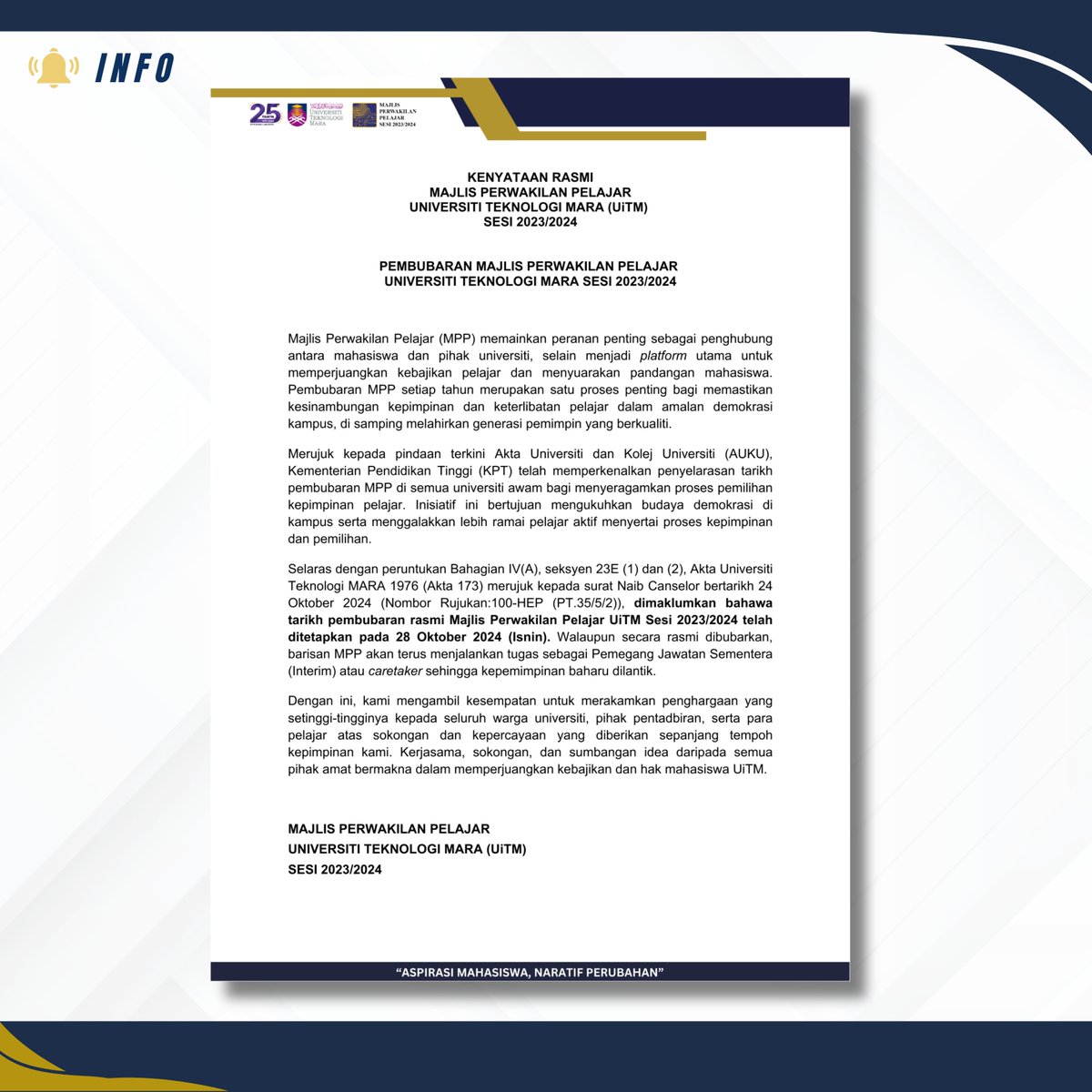 MPP UiTM SHAH ALAM SESI 2023/2024 tweet media