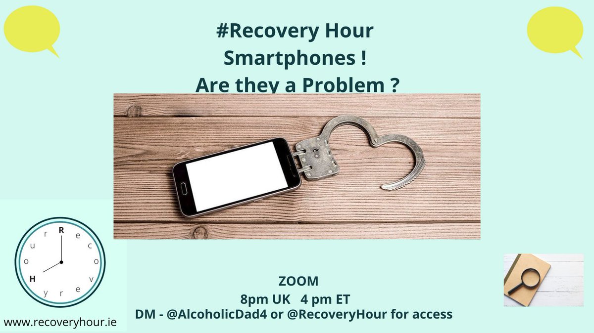 AlcoholicDad4's tweet photo. #recoveryposse
Smartphones - Are we being smart with them ?
I suffer from a compulsive use of smartphones
I know i need to change my relationship with a device that affects my life
#Recoveryhour explores how we can see,
and see change in our use of these devices https://t.co/xoaGTcCEGM