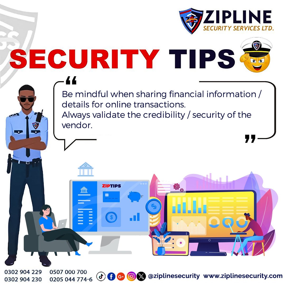 ziplinesecurity's tweet photo. Security Tip.
Be mindful when sharing financial statements for online transactions.
#GhanaNews #intruders #whatstrending #securitynews #SecurityVisibility #homesecuritysystem #Iziplinesececurity #trendingtoday #NSMQ2024 #NSMQ #NSMQFinals https://t.co/KQiyOeJTRz