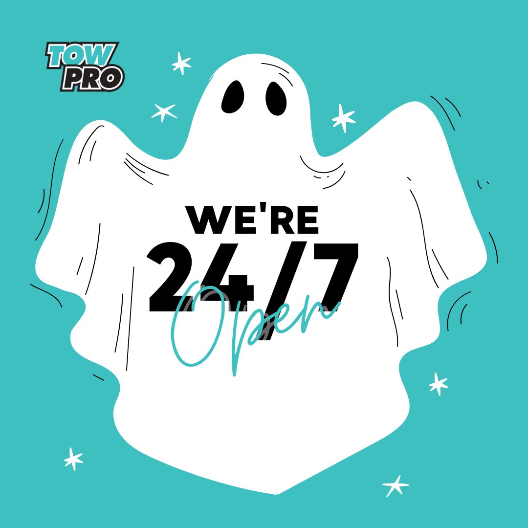 TowProTN's tweet photo. 👻✨ Halloween is just 2 days away! Enjoy the fun without spooky surprises on the road. 🎃🚗

From flat tires to dead batteries, Tow Pro is here 24/7 with towing, lockout, jumpstart, and tire change services. Don't let car troubles haunt you! #TowPro #RoadsideAssistance https://t.co/jjvVHbGXXu