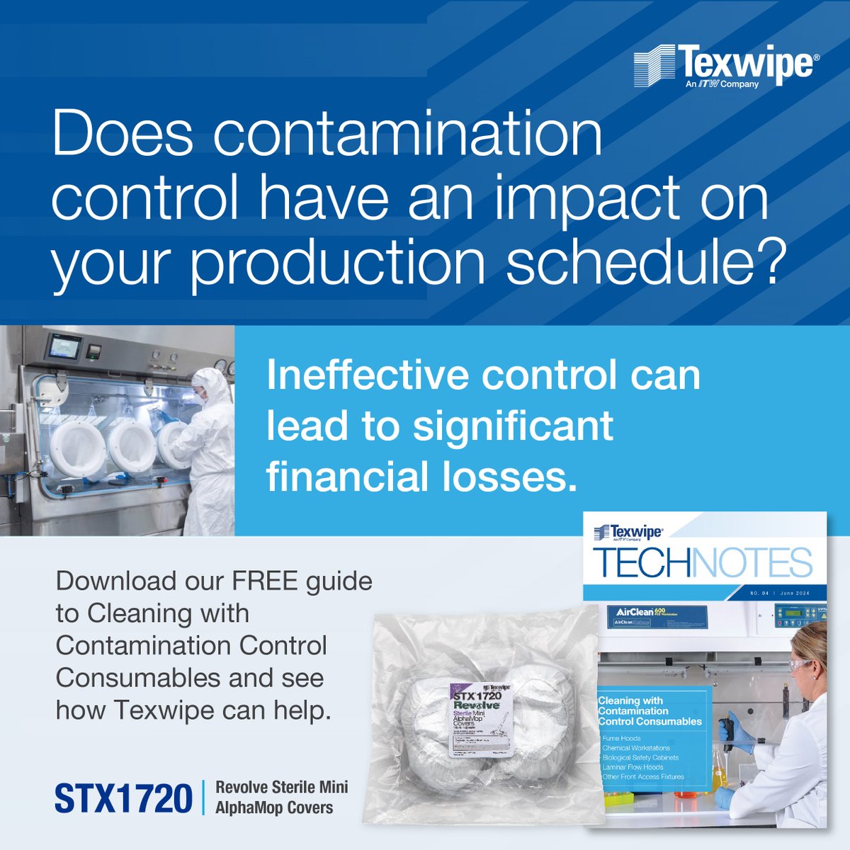 Does contamination control have an impact on your production schedule? Download our FREE guide to Cleaning with Control Consumables and see how Texwipe can help. 
texwipe.com/Content/Images…

#Flowhoods #Fumehoods #ChemicalWorkstations #Controlhoods #RABS #Isolators #STX1720 #Mop