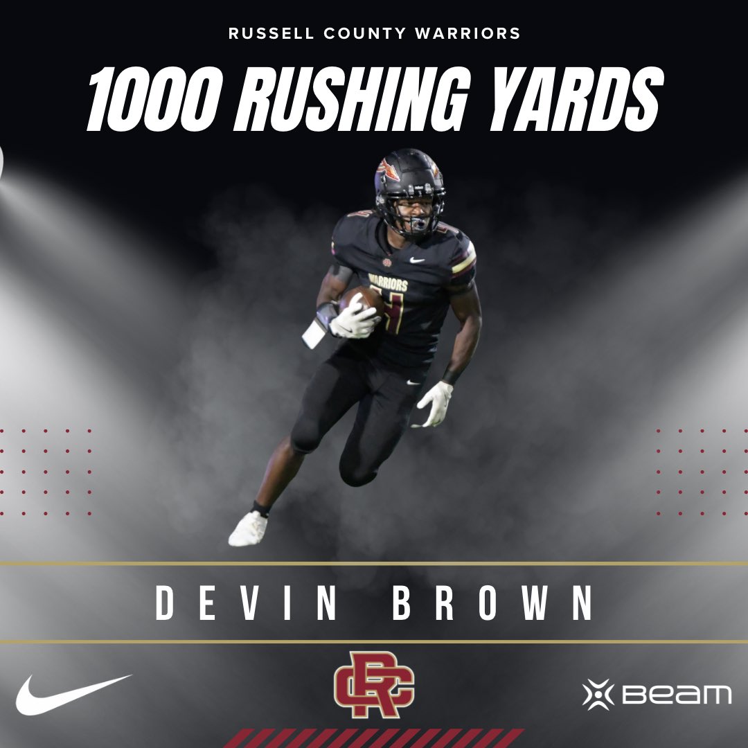 RCWarriorsFB's tweet photo. 👏 Congrats to @devin14brown_ on hitting 1,000 rushing yards this season after Friday’s big win over Rehobeth! Your grit and grind on the field are unmatched. Proud of you, Devin! Keep pushing, Warrior! 🏈🔥 #RCHS #1000Yards #WarriorNation https://t.co/0LSkXIlmO8
