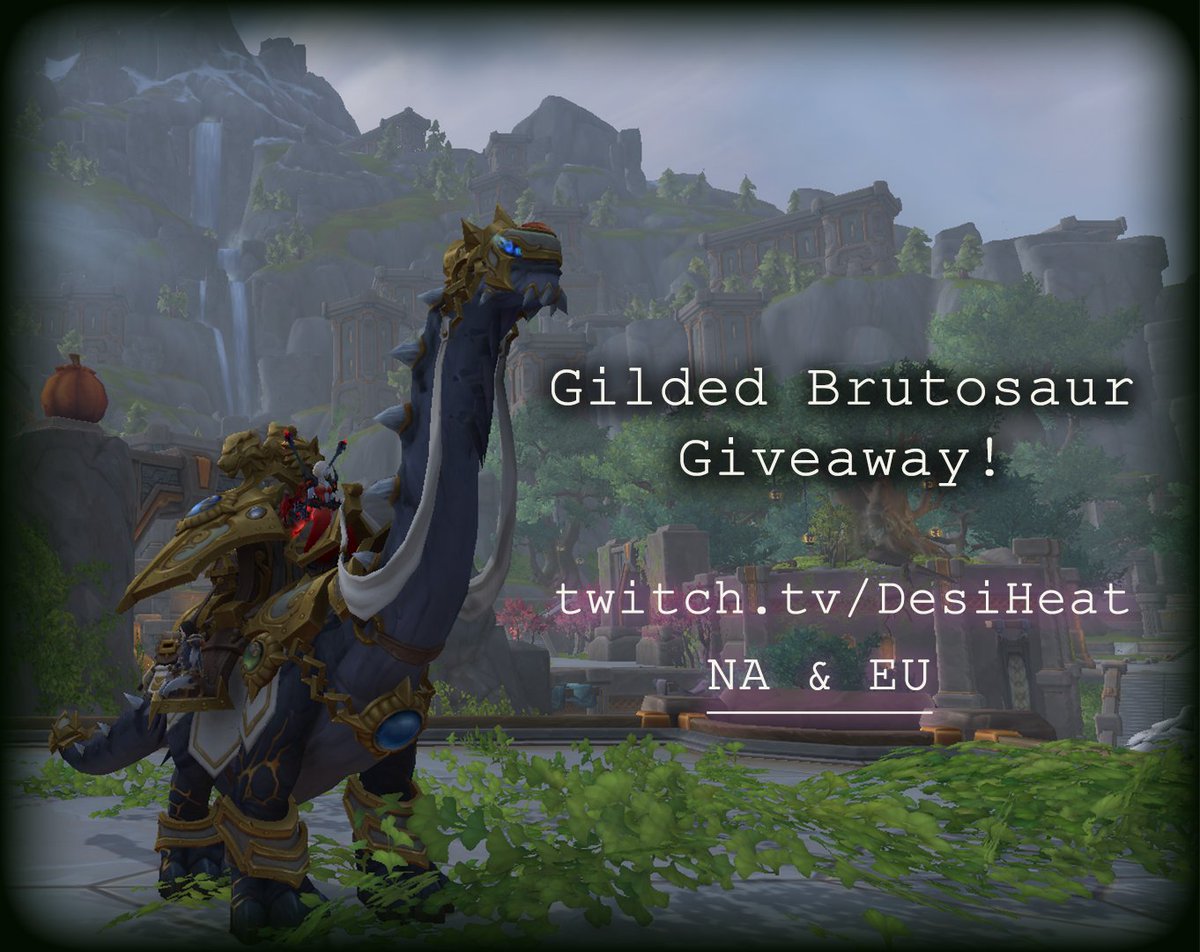 🦕 LONG BOI GIVEAWAY! 🦕

I am giving away ONE GILDED BRUTOSAUR MOUNT (worth $90) on Saturday Nov 2nd! NA &amp; EU are eligible to win 👑 #Giveaway 

To Enter: 
⭐️ Follow me on Twitch &amp; X
⭐️ Comment the Year you started playing WoW
❤️ Like &amp; Repost