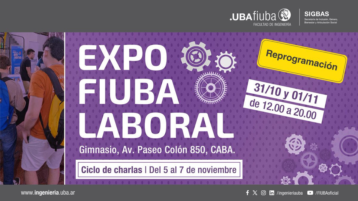 ingenieriauba's tweet photo. Más info, en https://t.co/2Ad2W5EWk7

#UBA #FIUBA #Ingeniería #EducaciónPública #ExpoLaboral #Bienestar https://t.co/9c51gnJNKT