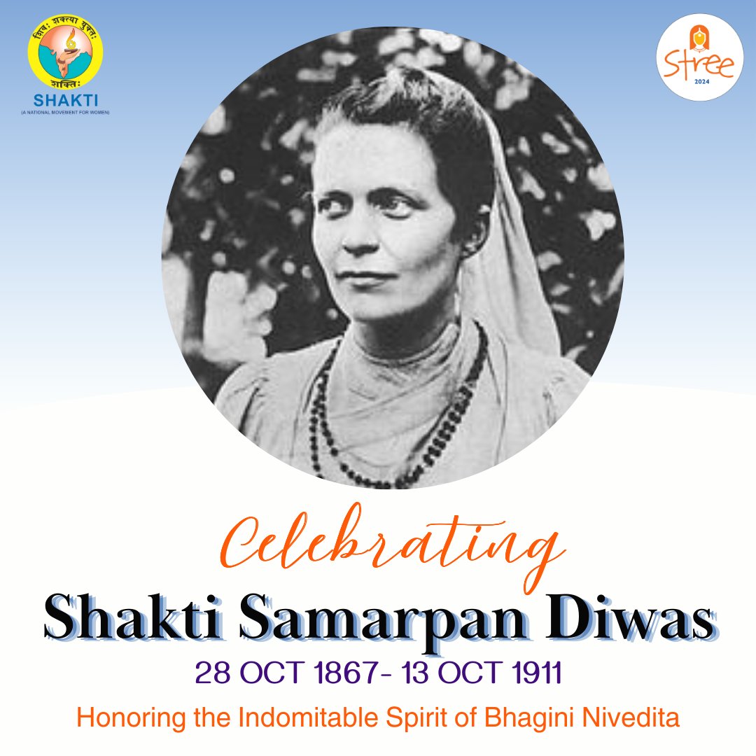 stree2024's tweet photo. Today, with heartfelt gratitude, we honor Bhagini Nivedita’s boundless devotion and dedication to Bharat. Her life was a journey of selfless service, leaving behind a legacy that we cherish deeply. @shaktibharatorg 

Join us in celebrating her legacy at STREE 2024 https://t.co/5xqACfR0Xt