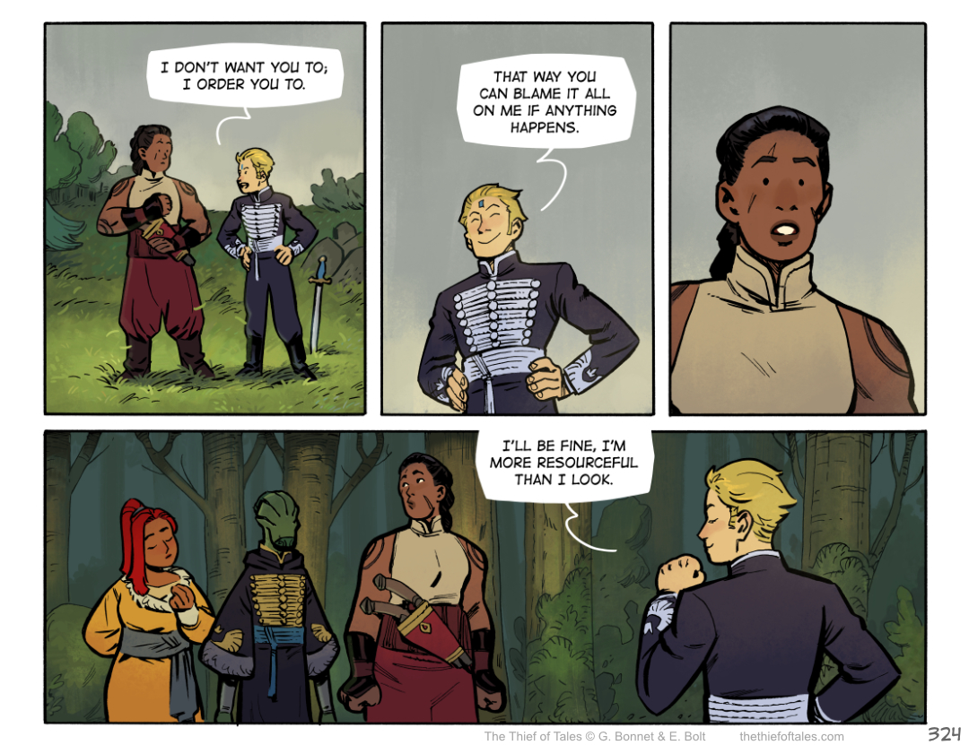thethiefoftales's tweet photo. NEW PAGE! - Chapter 10, page 12 (or page 324) - Not sure everyone agrees with the Prince 😅 (You can catch up easily on our website, link is in our bio!) https://t.co/iavcsuBuLs