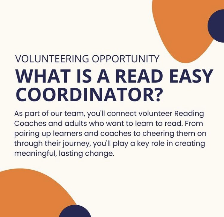 ReadEasyMW's tweet image. We are looking for a new Coordinator to join our team.

The role only requires a few spare hours each week and all of the necessary training and resources will be provided.

If you are interested in applying, please contact Lynda:

📱07899 674516
📧 mwrecruiter@readeasy.org.uk