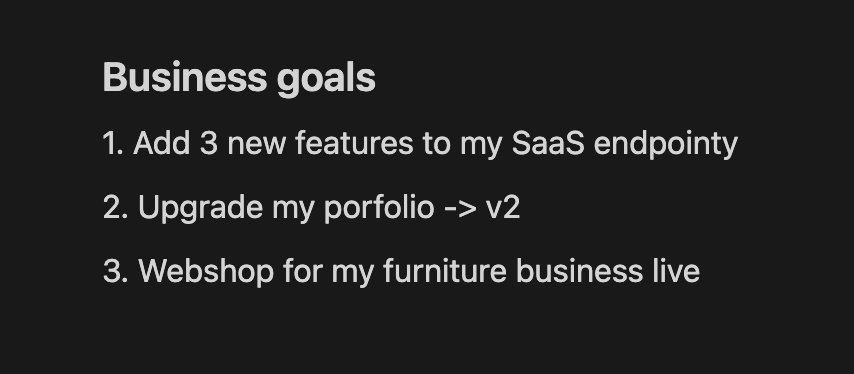 babs_codes's tweet photo. My 3 business goals for this week 

#ambitious #growth #buildinpublic https://t.co/JDVTqtgtIB
