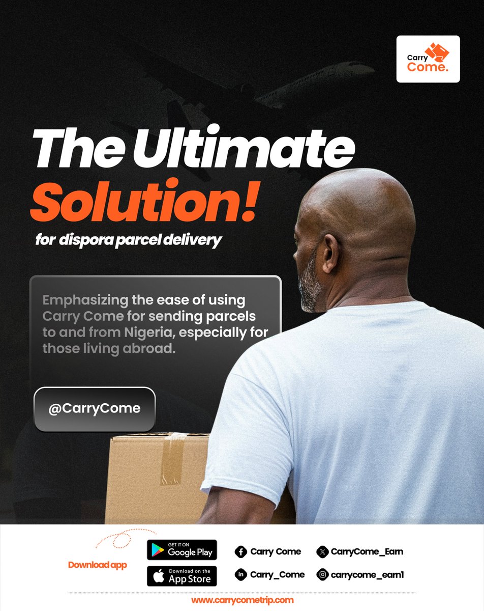 CarryCome_Earn's tweet photo. Need a better way to send parcels back home?  #CarryCome is here! Connect with trusted travelers, save on high shipping fees, and enjoy a personal touch with every delivery. It’s community-driven, fast, and affordable – for the diaspora, by the diaspora #diasporacommunities https://t.co/4hzCRAFXhi