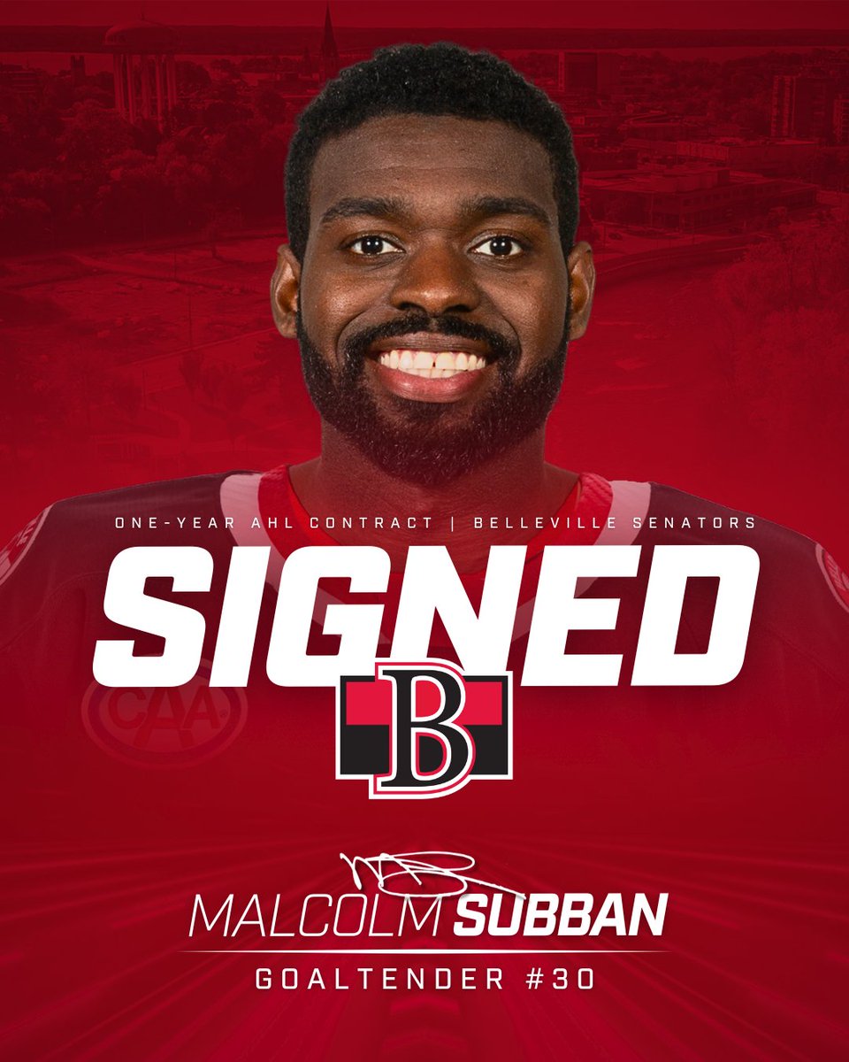 The #BellevilleSens have signed goaltender Malcolm Subban to a one-year American Hockey League contract.

Welcome back to Belleville, Malcolm! 

News Release ✍️ bit.ly/3A5HmC9