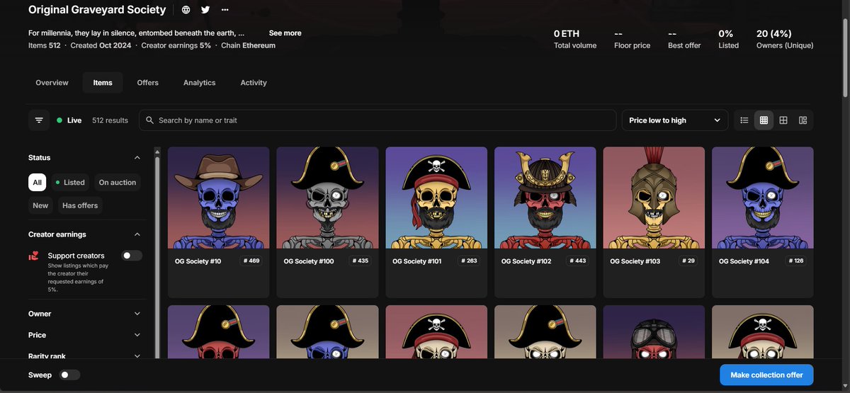 GM GM not so early morning people. <3

For those of you who minted out an Original Graveyard Society NFT, you can now refresh your metadata, and you should be able to see what you got!

Thank you again to everyone who participated to help me test out something new (for me) in
