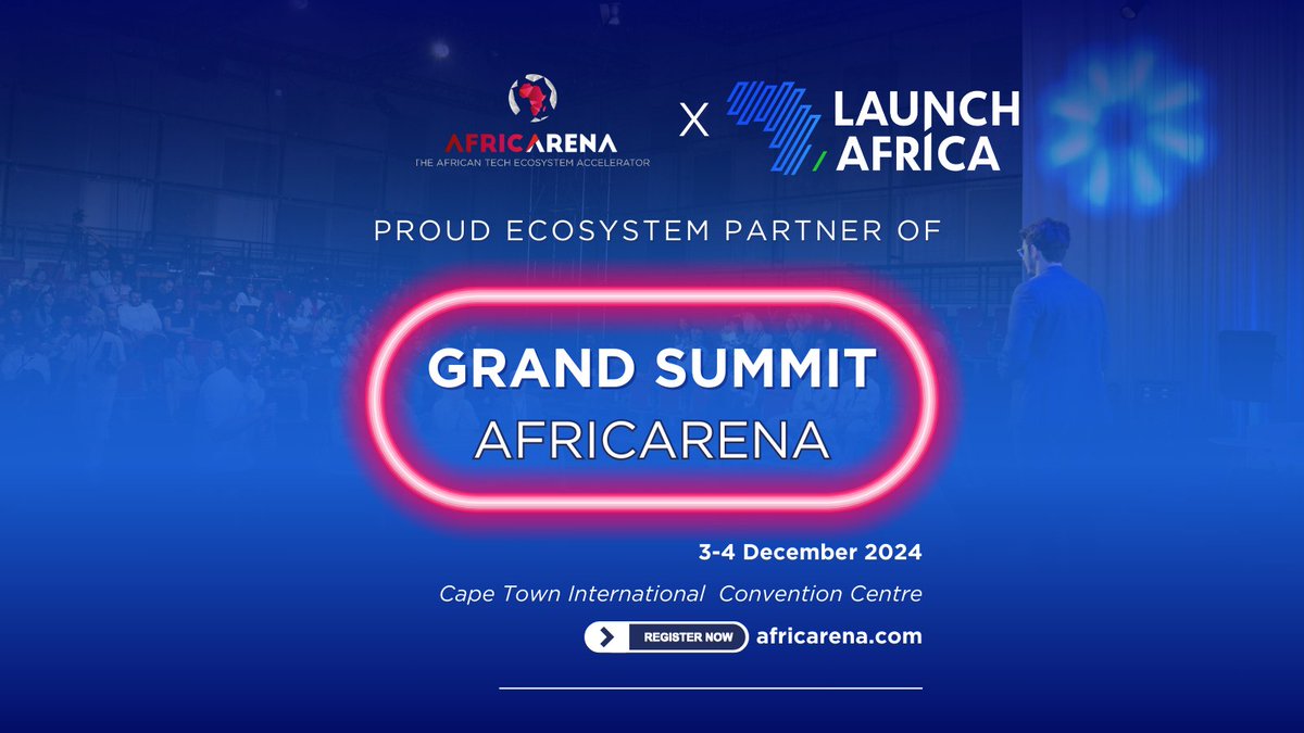 Launch Africa Ventures (@launchafricavc) on Twitter photo 🚀 Excited to be an official Ecosystem Partner for the <a href="/AFRICARENA/">AfricArena</a> Cape Town Grand Summit 2024!
Join us Dec 3-4 at CTICC to see 50+ of Africa’s top tech startups showcasing game-changing innovations to 100+ investors & global leaders!
Register today!- bit.ly/3C3aw5g 🚀 Excited to be an official Ecosystem Partner for the <a href="/AFRICARENA/">AfricArena</a> Cape Town Grand Summit 2024!
Join us Dec 3-4 at CTICC to see 50+ of Africa’s top tech startups showcasing game-changing innovations to 100+ investors & global leaders!
Register today!- bit.ly/3C3aw5g
