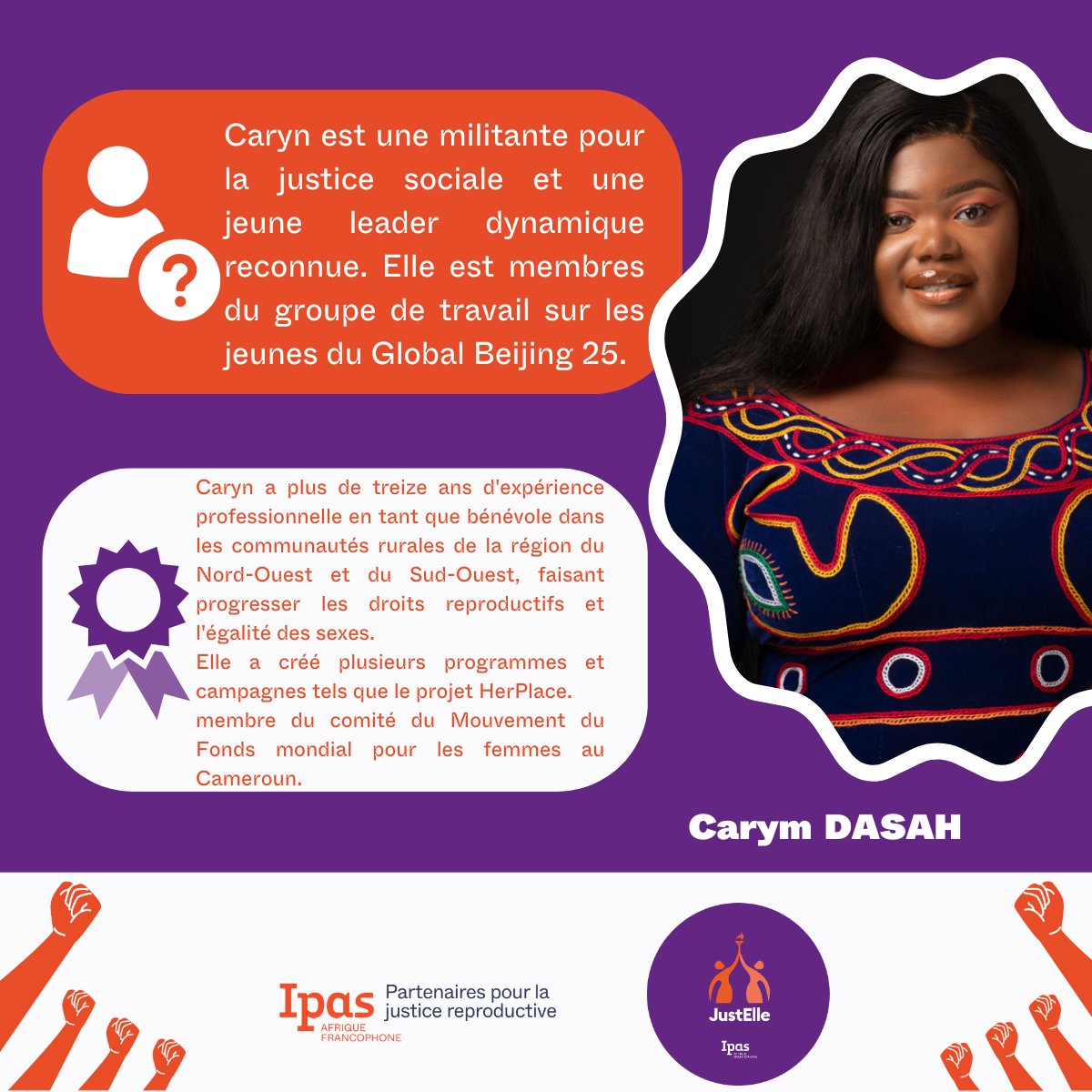 IpasFrancophone's tweet photo. JUST ELLE est un programme audacieux et transformateur dédié à promouvoir l'autonomie des filles et des jeunes femmes. Nous mettons en lumière des femmes fortement engagées pour la justice reproductive.
👉 Allons à leur rencontre et découvrons ensemble leurs parcours. https://t.co/nEsZ4T3jKS