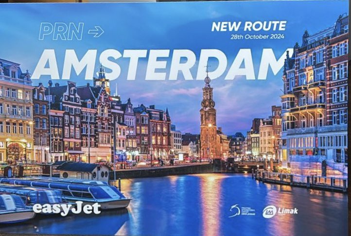 Today, the ✈️route connecting Amsterdam 🇳🇱 and Pristina 🇽🇰 2x a week, <a href="/easyJet/">easyJet</a>, officially begun operating. Great news! It will help further strengthen relations between 🇽🇰🇳🇱 &amp; enable more tourism, economic &amp; cultural exchanges.✈️⭐️🇳🇱🇽🇰  shorturl.at/A4OmU
