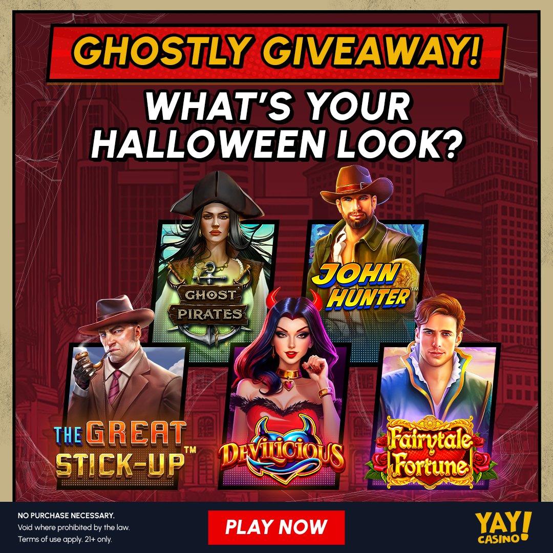 🎃 Halloween Giveaway! 🎃

Which of our game characters would you dress up as? 👻 Comment below for a chance to win your share of GC1,000,000 + SC100!

How to Enter:
1. Like &amp; Share this post, tagging <a href="/YayCasino/">Yay Casino</a>
2. Drop your answer in the comments!
💥 That’s it! Good luck!