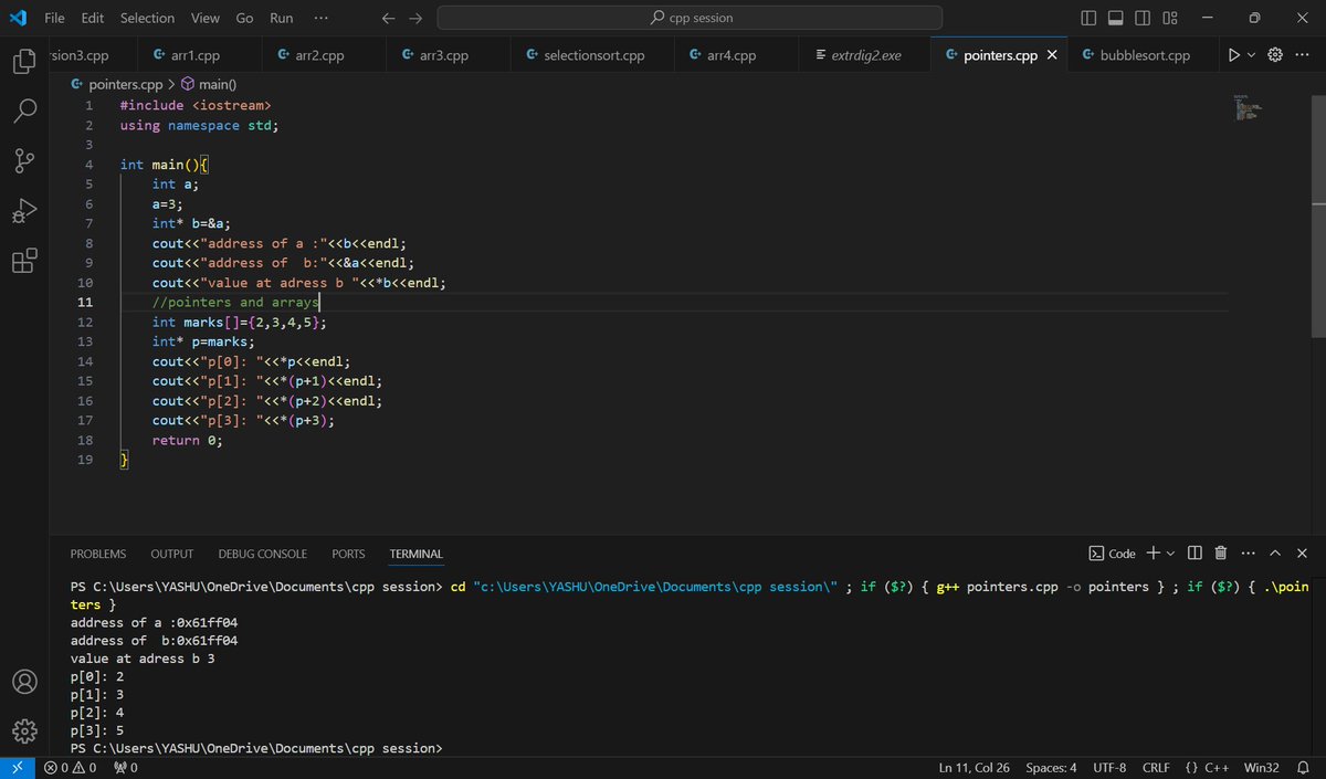 YashikaCha83487's tweet image. #25daysofcode #namespace 
#day25
today I did basic concepts of pointers and learnt bubble sort

 and with this I  finish 25 code of challenge