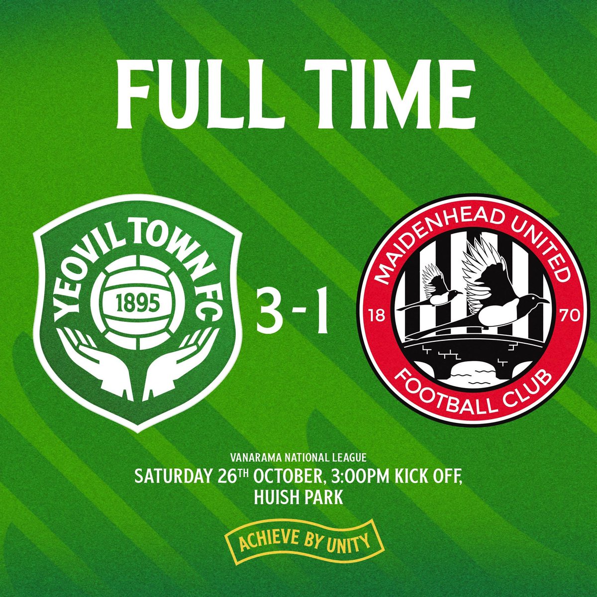 YTFC's tweet photo. FT | Yeovil Town 3-1 Maidenhead United 

Super Yeovil put on a show!

#YTFC 💚 https://t.co/tJiNM7NCvq