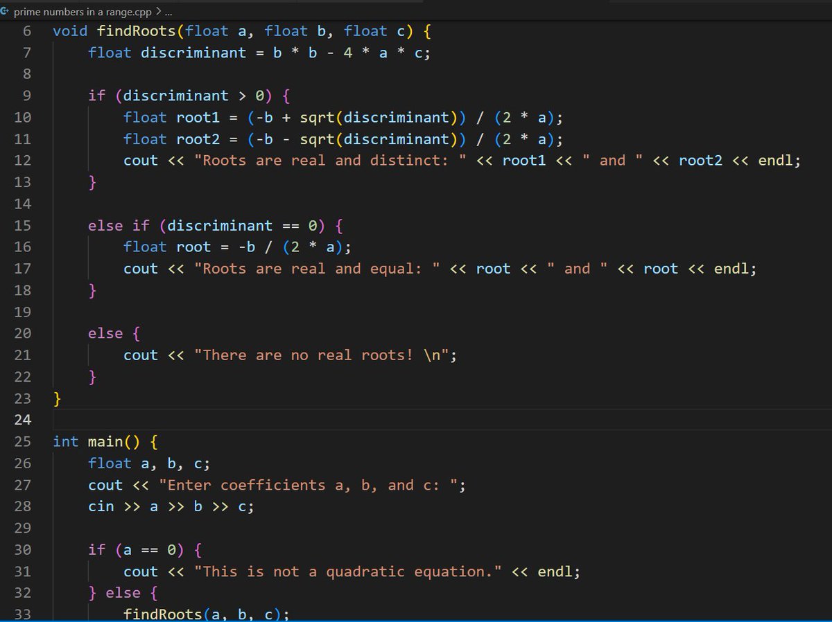 AakritiArya02's tweet image. Namespace Challenge 
Day 14
Revised some probelms..
-&amp;gt; Find Roots of a Quadratic Equation ax2 + bx + c = 0
-&amp;gt; Find the factorial of a number
-&amp;gt; Print all the prime numbers in a range 
-&amp;gt; Find the Fibonacci series till the term less than 1000
#25daysofcode @namespacecomm