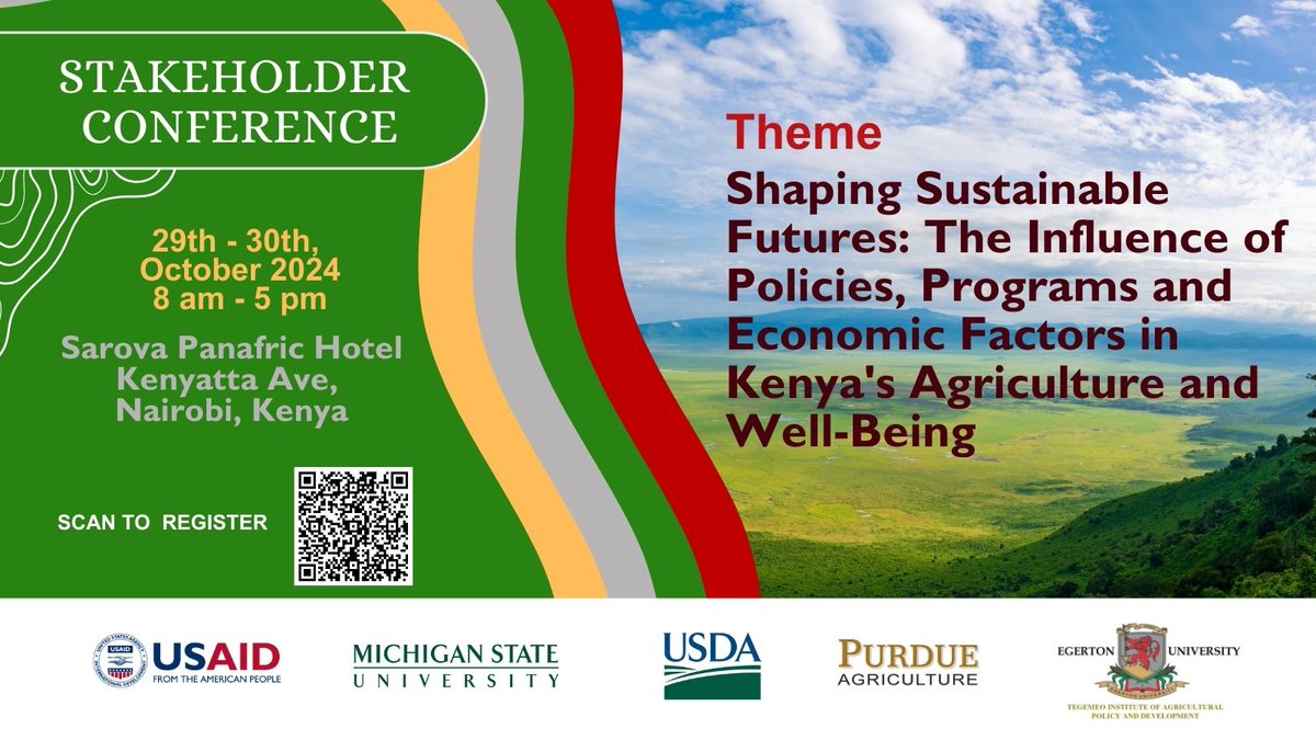 Join us for a transformative event! The Tegemeo Stakeholder Conference. Be part of the dialogue that shapes Kenya's agricultural future! Register bit.ly/4eRwTt9