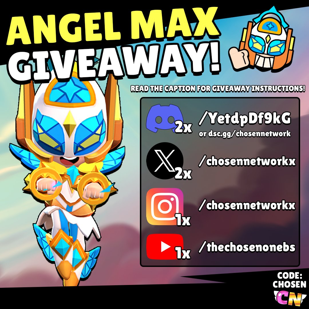 Chosen Network (@brawlnetworkx) on Twitter photo 6x #AngelMaxGiveaway! 🔥
To enter:
• Follow @ChosenNetworkX, <a href="/thechosenonebs/">Code: Chosen 🇮🇳</a> 🤝
• Like & Repost this tweet ❤️ ♻️
• Reply with your favourite skin from this update 💬
#BrawlStars #AngelsVSDemons 6x #AngelMaxGiveaway! 🔥
To enter:
• Follow @ChosenNetworkX, <a href="/thechosenonebs/">Code: Chosen 🇮🇳</a> 🤝
• Like & Repost this tweet ❤️ ♻️
• Reply with your favourite skin from this update 💬
#BrawlStars #AngelsVSDemons