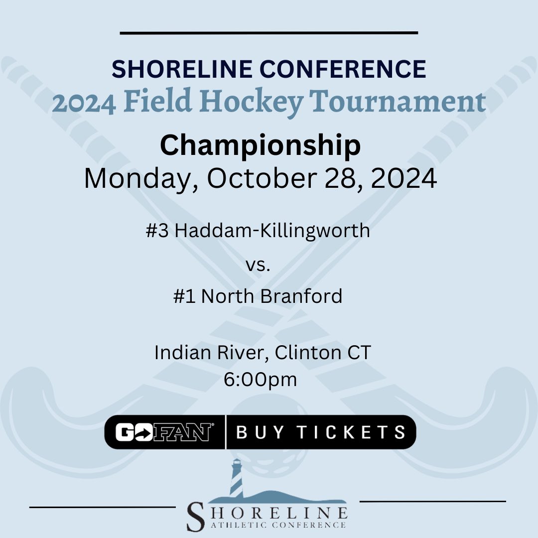 Shoreline Athletic Conference (@_slc_athletics) on Twitter photo Final is set for the Shoreline Conference Field Hockey š Championship... Get your tickets and come support the girls! <a href="/HKCougarDen/">HK Cougar Den</a> <a href="/NBHS_Athletics2/">Lori Connelly</a> #ShorelineConference
#ShorelineChampionships #ctbb
<a href="/Zip06CT/">Zip06</a> <a href="/GameTimeCT/">GametimeCT</a> <a href="/CT_Sports_Now/">CT Sports Now</a> <a href="/ciacsports/">CIAC Sports</a>
gofan.co/app/school/CT8⦠Final is set for the Shoreline Conference Field Hockey š Championship... Get your tickets and come support the girls! <a href="/HKCougarDen/">HK Cougar Den</a> <a href="/NBHS_Athletics2/">Lori Connelly</a> #ShorelineConference
#ShorelineChampionships #ctbb
<a href="/Zip06CT/">Zip06</a> <a href="/GameTimeCT/">GametimeCT</a> <a href="/CT_Sports_Now/">CT Sports Now</a> <a href="/ciacsports/">CIAC Sports</a>
gofan.co/app/school/CT8ā¦