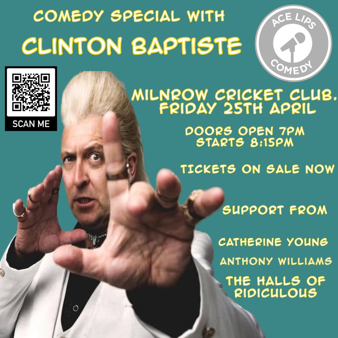 acelipsevents's tweet image. Are you in the Rochdale area and want to see #ClintonBaptiste? Tickets now available via tinyurl.com/Clinton-Baptis… amazing support from @HallsofRid #livecomedy #onenottobemissed #Milnrow #Comedy