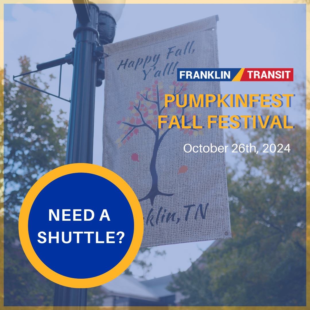 FranklinTransit's tweet image. Join us for the 39th annual Pumpkinfest TODAY, October 26th for tons of fun, food, and entertainment! 🚌

Learn more about how you can park &amp;amp; ride at franklintransit.org 🔗

#FranklinTN #MiddleTN #VisitFranklin #FranklinTransit