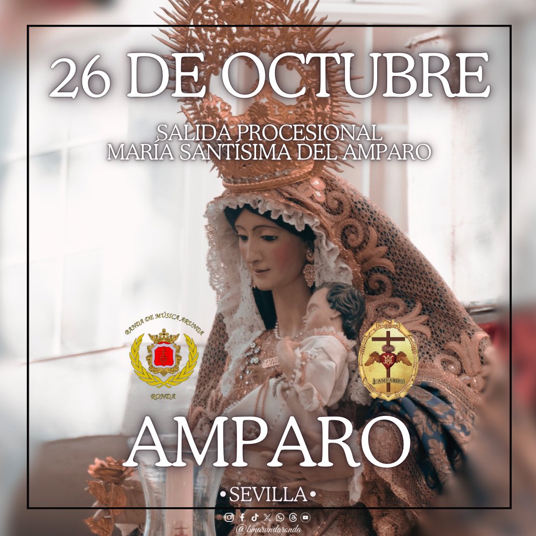 BMArunda's tweet photo. • Hoy a partir de las 18:00 estaremos acompañando a 𝐌𝐚𝐫𝐢́𝐚 𝐒𝐚𝐧𝐭𝐢́𝐬𝐢𝐦𝐚 𝐝𝐞𝐥 𝐀𝐦𝐩𝐚𝐫𝐨 por las calles de Sevilla ✨

𝐁𝐚𝐣𝐨 𝐭𝐮 𝐀𝐦𝐩𝐚𝐫𝐨 nos encomendamos

📲#𝐒𝐮𝐞𝐧𝐚𝐀𝐫𝐮𝐧𝐝𝐚 #𝐑𝐨𝐧𝐝𝐚 #𝐁𝐚𝐧𝐝𝐚𝐬𝐌𝐋𝐆 https://t.co/wajmwUyFal