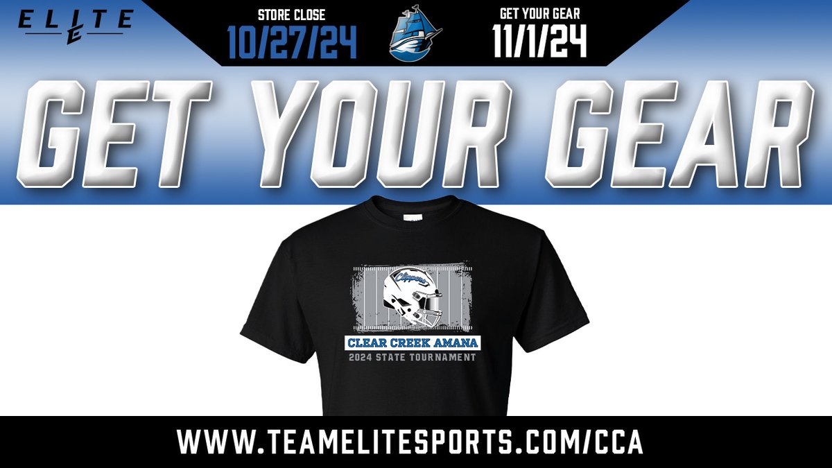 CCA Football ranked #11 in 4A is advancing to the Playoffs!!! Congratulations Clippers! Schedule and details will be released soon.

Get your Football State Tournament Tee at the link below but hurry, the webstore closes tomorrow, October 27, 2024
stores.teamelitesports.com/cca_football