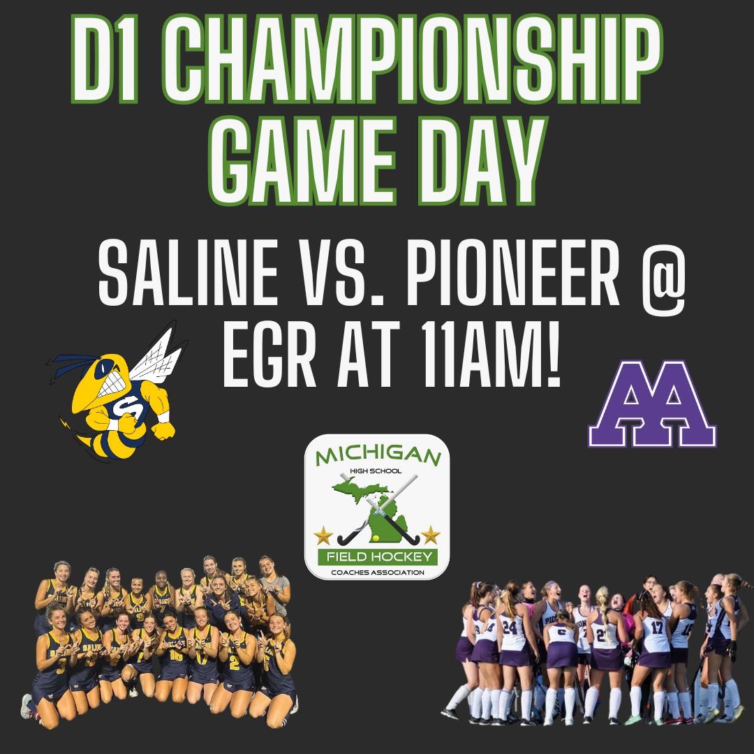 MFHCA_'s tweet photo. Happy State Championship Game Day! Here is Today’s D1 matchup!

Livestream Link: https://t.co/5uBAIM1ITz

@SalineFHockey @SalineAthletics @AA_PFH @AAPioneerSports @GreatLakesRFH @statechampsmich @MHSAA #fieldhockey #statechamps https://t.co/hpUjFmPtGT
