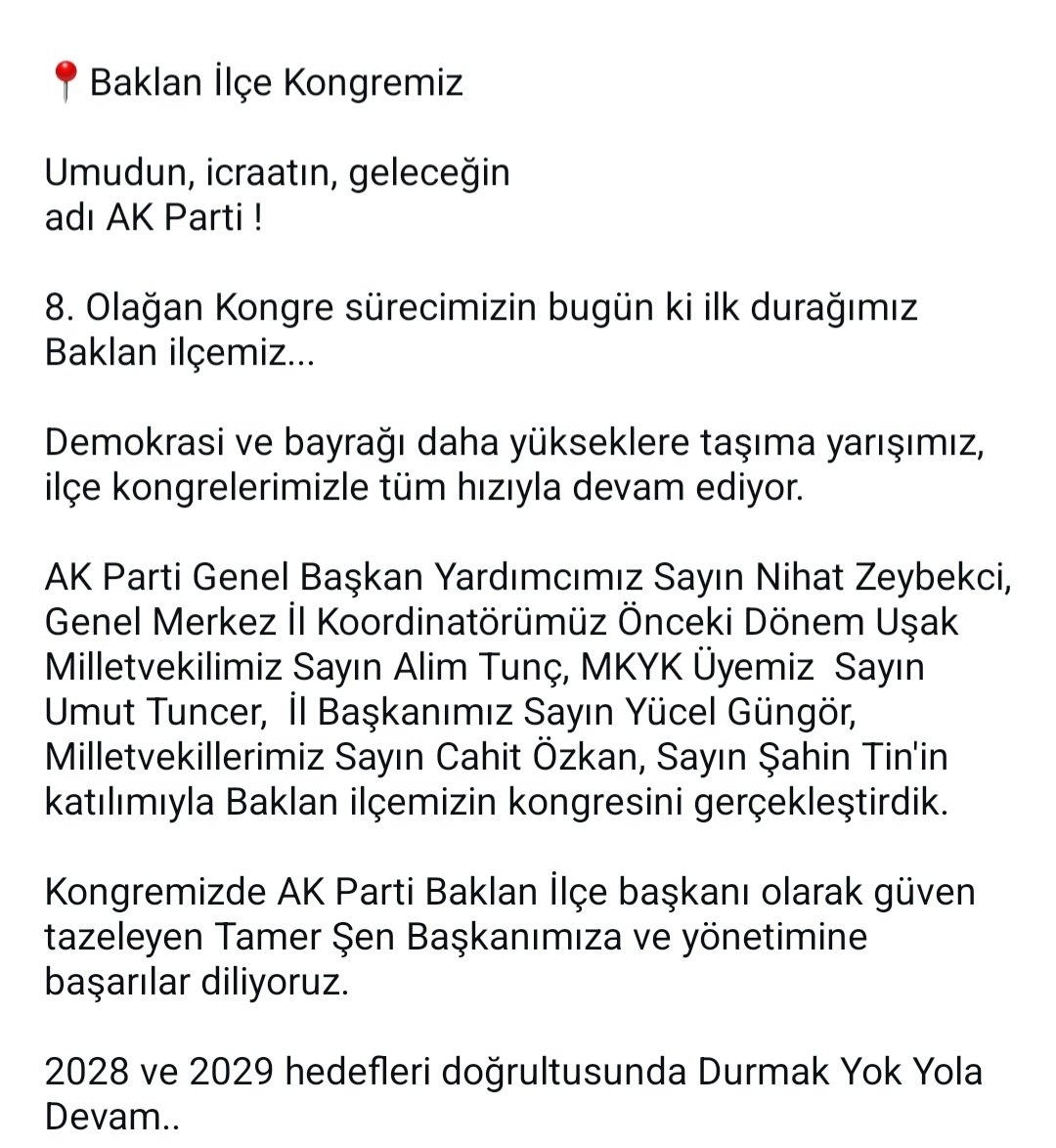 akpartidenizli's tweet photo. 📍Baklan İlçe Kongremiz

Umudun, icraatın, geleceğin
adı AK Parti !

8. Olağan Kongre sürecimizin bugün ki ilk durağımız Baklan ilçemiz...

Demokrasi ve bayrağı daha yükseklere taşıma yarışımız, ilçe kongrelerimizle tüm hızıyla devam ediyor. https://t.co/GkhcfdqeSq