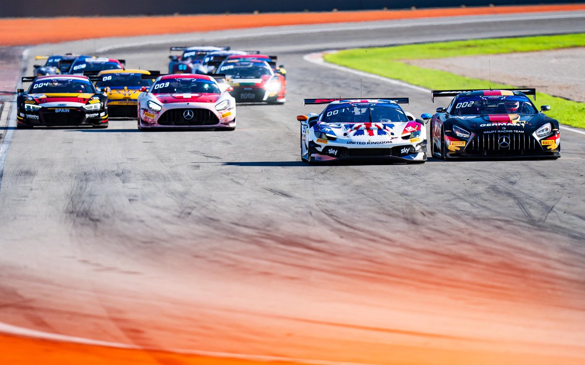 amgmotorsport's tweet photo. #FIAMGames - Some impressions from today’s #FIAMGamesGT action at @CircuitValencia. 🥇🏁

Team Germany takes the overall win in the main race, with Team Switzerland in P3 and Team Chinese Taipei in P8.

🔜 We have GT Sprint coming up tomorrow, don’t miss out on this one. 🙌

#AMG https://t.co/VaX2nVuld7