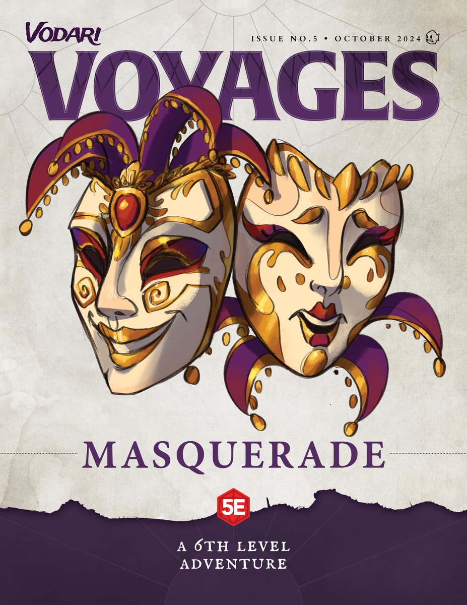 Vodari Voyages #5 is out now. This issue features "Masquerade," an adventure filled with intrigue and action during the Carnival of Masks.
patreon.com/posts/vodari-v… 
#DnD #dungeonsanddragons #dnd5e