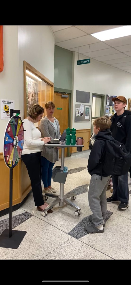 We introduced our Perfect-Attendance-Spinney-Wheel game on Friday! Students who were on time, every day for every class got a chance to spin and win a range of fun prizes. The line up to play was awesome! We hope that we're showing you, Eagles, how much we want you here everyday!