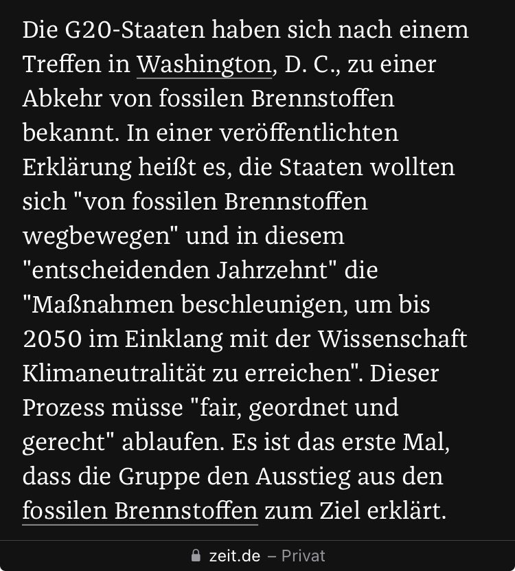 Mathias Krams (@mathiaskrams) on Twitter photo „im Einklang mit der Wissenschaft“
… das Greenwashing und man könnte auch sagen Sciencewashing fossiler Praktiken der <a href="/g20org/">G20 South Africa</a> ist zum 🤮. Laut #IPCC-Report müssten globale Emissionen bis 2030 halbiert werden. Es wurde keinerlei Maßnahmen beschlossen, die das greifbar machen. „im Einklang mit der Wissenschaft“
… das Greenwashing und man könnte auch sagen Sciencewashing fossiler Praktiken der <a href="/g20org/">G20 South Africa</a> ist zum 🤮. Laut #IPCC-Report müssten globale Emissionen bis 2030 halbiert werden. Es wurde keinerlei Maßnahmen beschlossen, die das greifbar machen.