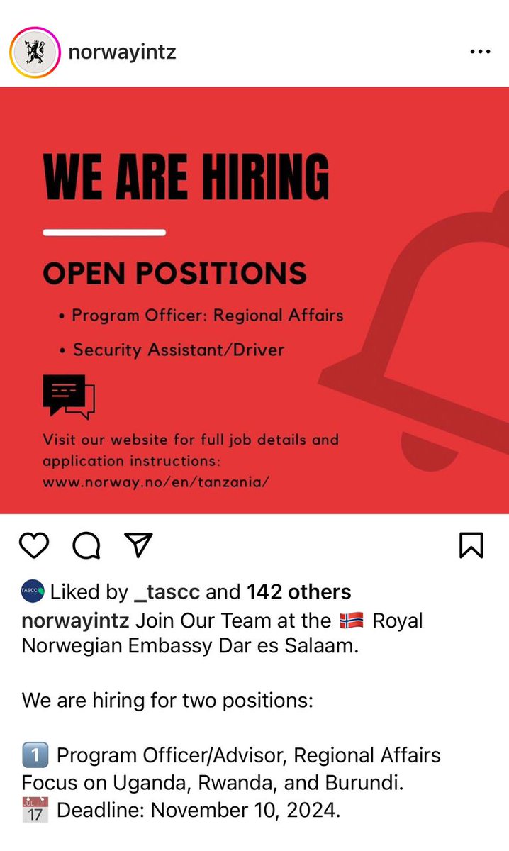 Norwegian Embassy is hiring. 

2 vacancies. Visit their website.